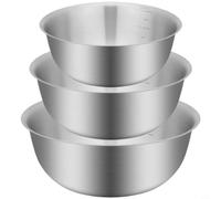Zeroupshop Ensemble de bols à mélanger en acier inoxydable 304, avec marquages de mesure transparents et panier égoutté, pour la préparation des aliments, la fabrication de salades, le pétrissage de