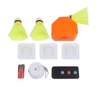 Zeroupshop Ensemble d'entraînement de badminton avec télécommande, cordon élastique réglable, base robuste et crochet avec support de volant en nylon et démontage compact (3 balles)