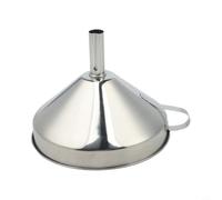 Zeroupshop Entonnoir en acier inoxydable avec poignée, outil de remplissage de cuisine pour bouteilles, flacons et verres, facile à nettoyer, en métal pour trémie, 11 cm, ustensile argenté (XL)