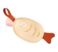 Zeroupshop Éponge de bain en forme de poisson, filet d'économie de savon double face pour le gommage du corps, houppette douce en maille de viscose avec grande ouverture, design à suspendre facile à