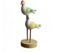 zeroupshop Figurine oiseau rustique en bois 20,5 cm pour étagère de salon | Finition peinte verte, design décalé, aspect organique, décoration de bureau, attrait à thème