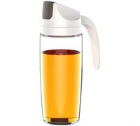 Zeroupshop Flacon distributeur d'huile automatique en verre avec buse anti-fuite, récipient à condiments de cuisine, pour sauce soja, vinaigre, poignée ergonomique, blanc, 12 x 9 x 21,7 cm (600 ml