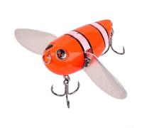 Zeroupshop Flying-Shark Topwater Popper Leurre de pêche 6 cm 12,7 g Cigale Insecte Abeille Leurre avec yeux 3D Hameçons acérés pour bar, perche, poisson-chat (5#)