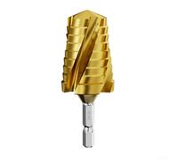 Zeroupshop Foret étagé en acier rapide à quatre cannelures - Outil de coupe du bois et du métal - Équipement de perçage professionnel avec étiquette de diamètre de profondeur (doré 24-32 mm)