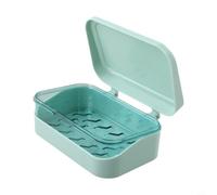 Zeroupshop Grande boîte à savon avec couvercle, porte-savon ventilé en ABS PP pour la maison, design amovible pour garder le savon sec, porte-savon pour salle de bain, douche, rose (bleu)