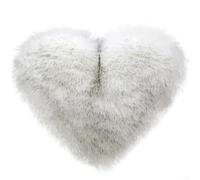 Zeroupshop Housse de coussin moelleuse en forme de cœur - 40 x 50 cm - En fausse peluche mélangée - Avec fermeture éclair invisible - Pour canapé, chaise, lit, chambre d'enfant - 40 x 50 cm - Blanc