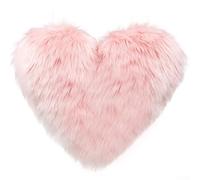 Zeroupshop Housse de coussin pelucheuse en forme de cœur en fausse peluche douce à poils longs avec fermeture éclair invisible pour canapé, chaise, lit, chambre d'enfant - 40 x 50 cm (rose glacier)