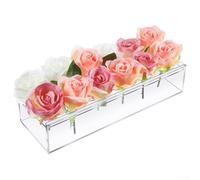 Zeroupshop Jardinière rectangulaire en acrylique transparent pour table à manger, 30 x 10 x 6,5 cm, 12 trous, réutilisable, vase moderne