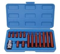 Zeroupshop Jeu de 15 douilles hexagonales 1/2" pour embouts Torx Star pour réparation automobile - Kit d'outils de clé à revêtement chrome vanadium (type T)