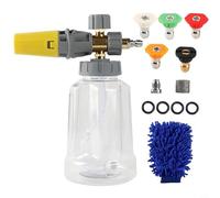 Zeroupshop Lance à mousse à neige pour nettoyeur haute pression avec 5 embouts de buse, kit de pot en mousse réglable de 6,35 mm, connexion rapide pour nettoyage de voiture et vélo 1000-4000 PSI