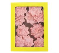 Zeroupshop Lot de 10 emporte-pièces réutilisables en polypropylène avec lanterne, lune, étoile pour fondant du Ramadan, gelée, décoration de pâtisserie, rose