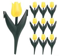 Zeroupshop Lot de 12 clôtures de jardin en plastique en forme de tulipe - Séparateurs de paysage extérieurs emboîtables - Clôture de haie de terrasse multicolore - 30 x 15 cm - Fleurs jaunes