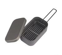 Zeroupshop Lot de 2 boîtes à déjeuner portables de camping avec cuiseur vapeur en aluminium et grille - Compact - 16,5 x 9,8 x 6,5 cm - Mini ensemble de cuisine en plein air pour randonnée