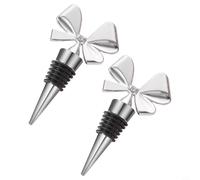 Zeroupshop Lot de 2 bouchons de vin en forme de nœud, joints élégants pour les rassemblements de vacances, construction en alliage de zinc et résine, décoration de fête dorée ou argentée (argenté)