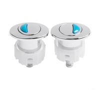 Zeroupshop Lot de 2 boutons poussoirs à double chasse d'eau en ABS chromé pour réservoir de chasse d'eau, valve d'économie d'eau supérieure ou latérale, forme ovale argentée pour salle de bain (2