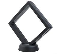 Zeroupshop Lot de 2 cadres d'affichage flottants 3D en plastique noir pour pièces de monnaie, médailles, timbres, bijoux, jetons de casino et souvenirs - 90 x 90 mm