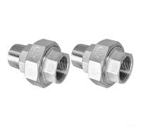 Zeroupshop Lot de 2 connecteurs filetés en acier inoxydable 304, raccords de tuyau internes et externes pour systèmes pneumatiques hydrauliques haute pression, DN8 DN10 DN15 DN20 DN25(DN15)