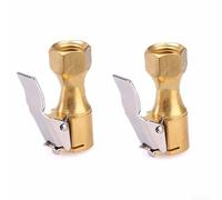 Zeroupshop Lot de 2 mandrins de gonflage de pneus droits en laiton de 6,35 mm pour NPT avec clip, connecteur de tuyau d'air femelle pour gonflage contrôlé, convient aux tuyaux hexagonaux de 9,5 mm