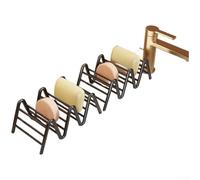 Zeroupshop Lot de 2 porte-savon minimalistes pour comptoir de salle de bain, sans perçage, avec drainage efficace, double face antidérapant, pour évier de cuisine, noir