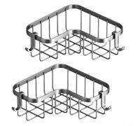 Zeroupshop Lot de 2 supports latéraux d'évier en acier au carbone pour évier de cuisine, à monter sur robinet pour éponges, chiffons, brosses et savon avec drainage ouvert, gris