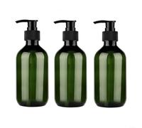 Zeroupshop Lot de 3 distributeurs de savon de 300 ml en plastique avec pompe à main pour lotion, shampooing, huile essentielle, design à large goulot pour salle de bain, cuisine, comptoir (vert)