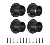 Zeroupshop Lot de 4 bases de poteau rondes robustes, bride de support en acier inoxydable 304, pour clôture, balustrade, main courante, boîte aux lettres, base d'ancrage noire de 5,1 cm, avec vis