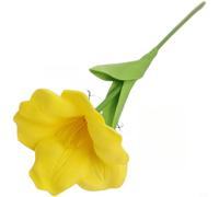 Zeroupshop Lot de 4 bouquets de fleurs artificielles réalistes en polyuréthane, tiges pliables faites à la main pour décoration de mariage, bureau, arrangement floral éclatant (jaune)