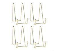 Zeroupshop Lot de 4 chevalets carrés en métal de 15,2 cm, présentoir de table en fil de fer robuste pour assiettes, photos, disques vinyles, mini chevalets pour décoration de mariage (doré)