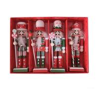 Zeroupshop Lot de 4 décorations de Noël casse-noisette en bois de 12 cm, soldats traditionnels et figurines de roi pour décoration à suspendre à un arbre, une fenêtre ou une porte (B)