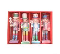 Zeroupshop Lot de 4 décorations de Noël casse-noisette en bois de 12 cm, soldats traditionnels et figurines de roi pour décoration à suspendre à un arbre, une fenêtre ou une porte (A)