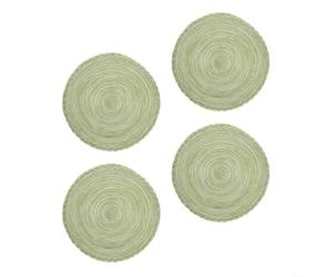 Zeroupshop Lot de 4 sets de table ronds résistants à la chaleur en polyester vert pour tables de salle à manger, faciles à nettoyer, antidérapants pour protéger les surfaces des plats chauds et des