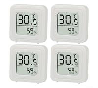 Zeroupshop Lot de 4 thermomètres et hygromètres numériques pour mini jauge d'humidité murale avec affichage électronique, pièce intérieure sans piles pour la maison, la chambre de bébé, le bureau