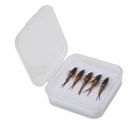 Zeroupshop Lot de 5 leurres de pêche à la mouche nymphe, appâts réalistes avec hameçons barbelés pour eau douce et eau salée, truite, saumon, doré jaune, brochet