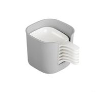 zeroupshop Lot de 6 bols blancs avec poignées et support de rangement pour sauce, condiments, tapas, snacks, plats de service en plastique 12,5 x 9,2 x 8 cm