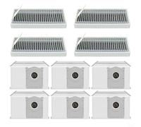 Zeroupshop Lot de 6 sacs à poussière et kit de filtres pour ECOVACS pour DEEBOT X11 pour Pro pour OMNI, lot de 6 sacs de rechange avec 4 filtres, tissu soufflé par fusion haute efficacité pour