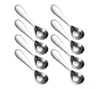 Zeroupshop Lot de 8 cuillères à glace en acier inoxydable pour fruits, dessert, melon, pudding - Cuillère profonde incurvée avec poignée ergonomique - Argenté - 15,6 x 4,5 cm