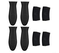 Zeroupshop Lot de 8 poignées de poêle et poignées en silicone résistantes à la chaleur pour poêles à frire, casseroles à lait, wok, cocottes - Accessoires de cuisine antidérapants - Noir et rouge