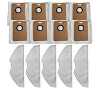 Zeroupshop Lot de 8 sacs à poussière et 5 serpillères pour aspirateur robot Tapo RV30 MAX Plus et RV20 MAX Plus, chiffon en microfibre sans obstruction pour nettoyer les pièces hygiéniques d'entretien