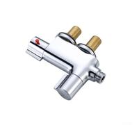 Zeroupshop Mitigeur de douche thermostatique, finition en laiton chromé, sortie G 1/2", contrôle intelligent 20-60 °C pour salle de bain, camping-car, argent, 15,1 x 8,5 x 3 cm