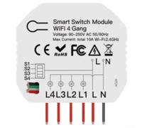 Zeroupshop Module d'interrupteur WiFi à 4 voies, télécommande via l'application Tuya/Smart Life, compatible avec ALEXA, mémoire de mise hors tension, pour interrupteurs à bascule et réinitialisation