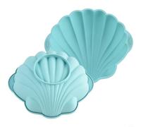 Zeroupshop Moule à gâteau en silicone en forme de coquille, avec poignées, résistant à la chaleur, pour desserts faits, flexible, anti-adhésif, pour la cuisson et la congélation, pour le nettoyage