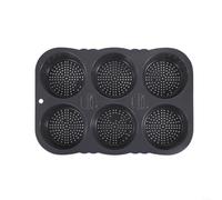 Zeroupshop Moule à hamburger à 6 cavités en silicone pour hamburger et chignon - Pour la cuisson des petits pains - Répartition uniforme de la chaleur - Flexible - Gris - 34 x 23 cm