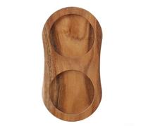 Zeroupshop Moulin à poivre en bois avec plateau à deux compartiments pour moulins à sel et poivre, support en bois d'acacia et caoutchouc pour cuisine, salle à manger ou restaurant, facile à nettoyer