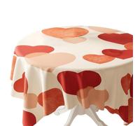 Zeroupshop Nappe de table ronde en PVC avec imprimé cœur romantique réutilisable et pliable pour fête de mariage, Saint-Valentin, décoration de cuisine, 60 x 120 cm (120 x 120 cm)