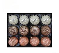 zeroupshop Ornements de Sapin Polystyrène Incassables 8cm Lot 12 | Motifs en relief vintage, tracé argenté, pour charme européen, 8cm diamètre, finition bronze antique