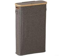 Zeroupshop Panier de rangement pliable avec couvercle distributeur de grande capacité en polyester pour salon, chambre à coucher, bureau, gris, noir, beige, 66 x 43 x 17 cm (gris)