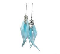 Zeroupshop Pendentif attrape-rêves en plumes de style bohème fait à la main pour rétroviseur de voiture et décoration d'intérieur polyvalente avec couleurs vives et matériaux durables (bleu)