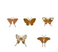 zeroupshop Piquet décoratif de jardin en métal robuste pour fleurs rouillées pour support de plantes - Style art de cour pour bordures (ensemble papillon rouillé)