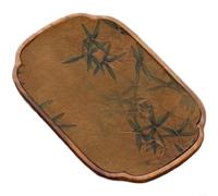 Zeroupshop Plateau à thé en noyer de style chinois sculpté à la main imperméable pour la surface, pour cérémonie du thé, finition lisse, bleu sarcelle, 13,5 x 11 x 2 cm (B)