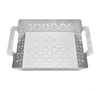 Zeroupshop Plateau de cuisson en acier inoxydable pour barbecue, avec panier en filet, pour griller, rôtir, égoutter efficacement l'huile, accessoire de cuisine d'extérieur robuste pour un nettoyage